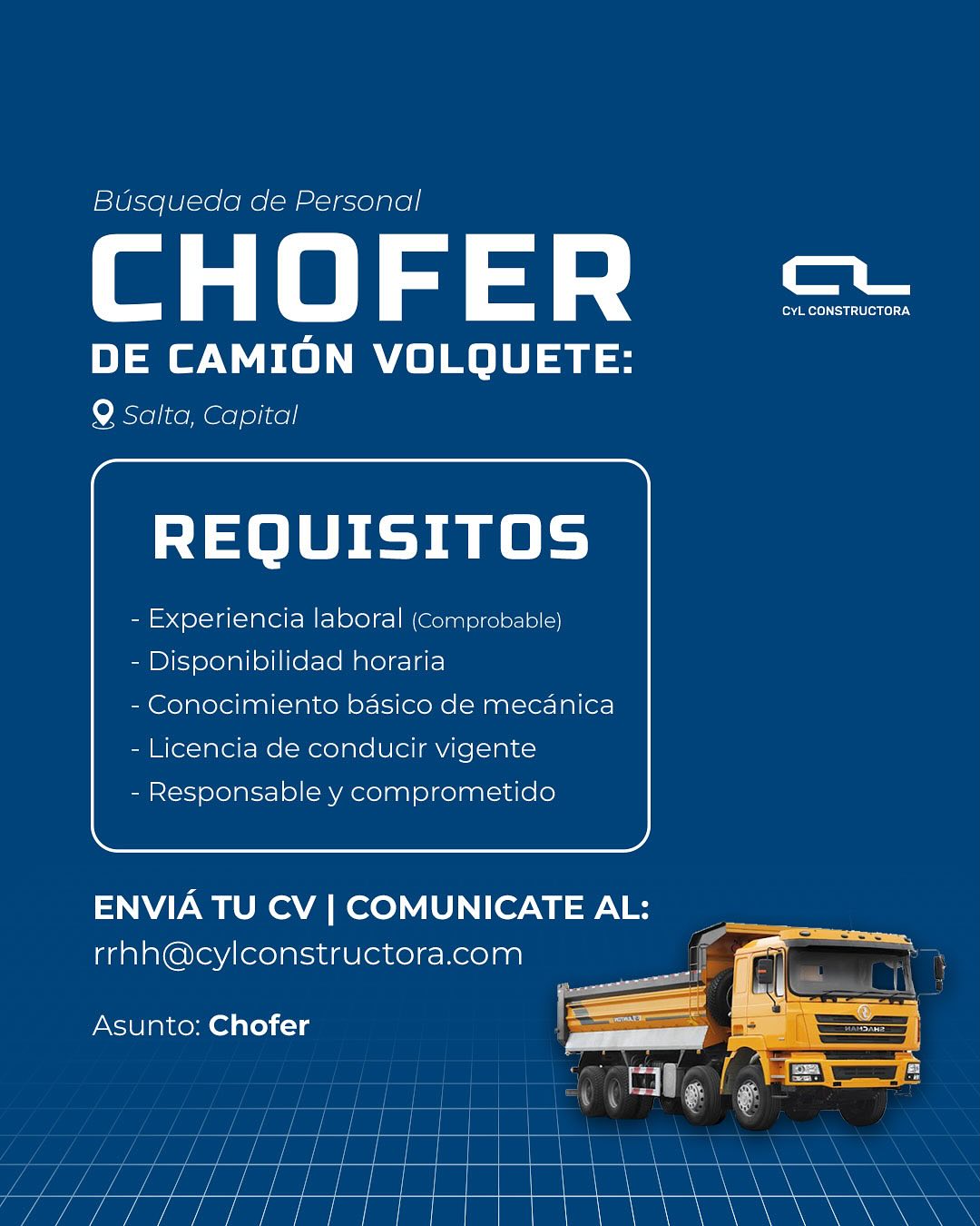 chofer para camion volquete